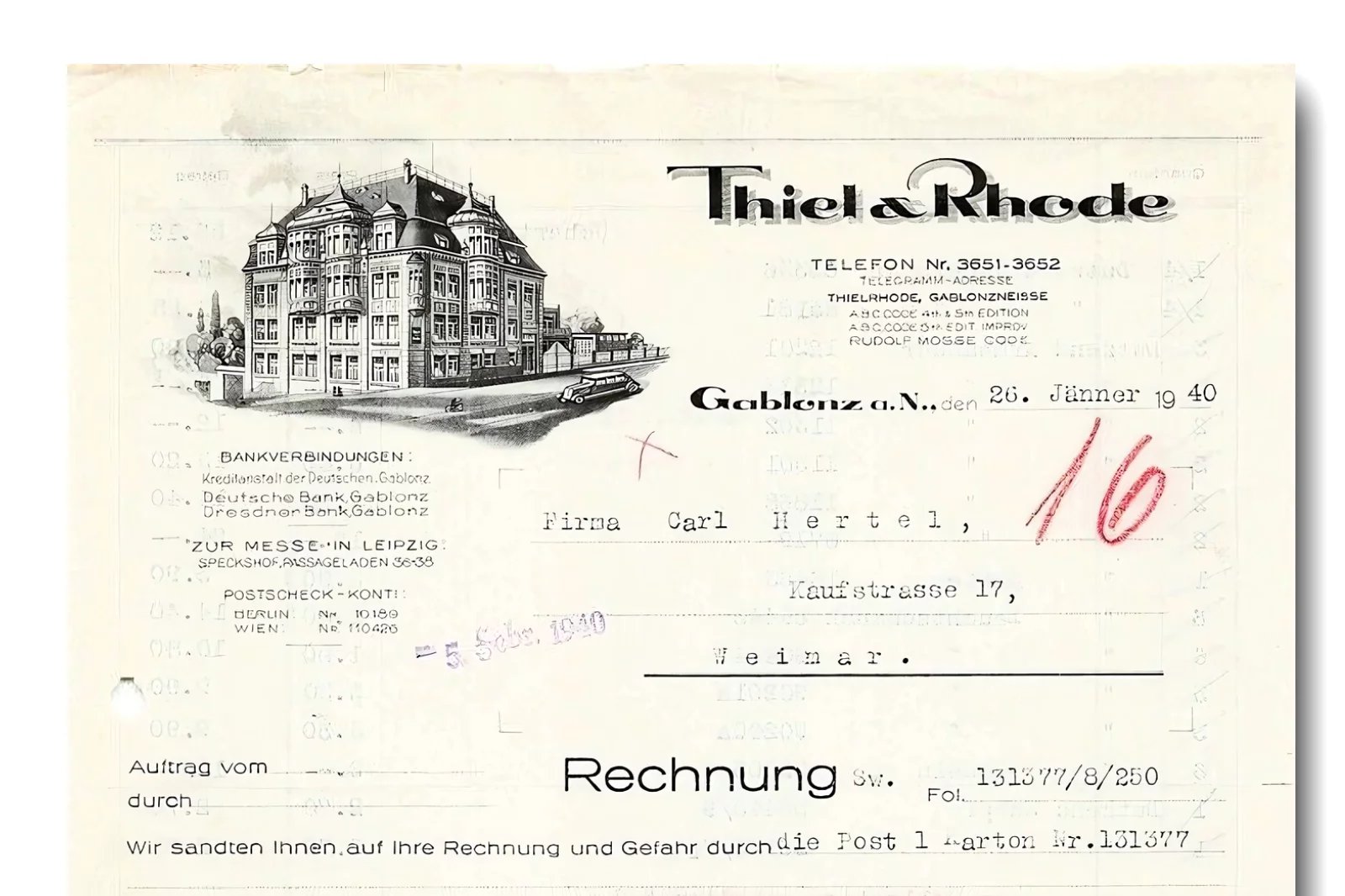 Společnost Thiel & Rode se zabývala zahraničním obchodem.