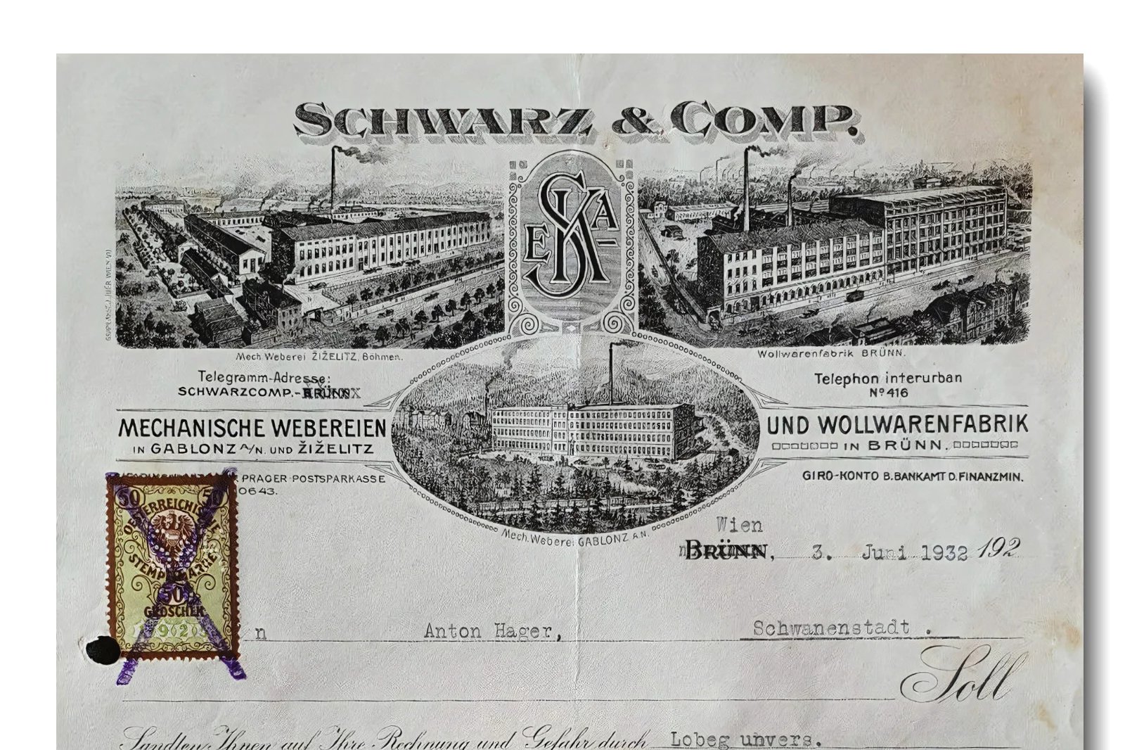 Mechanická tkalcovna a pletárna z Jablonce nad Nisou.