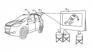 Náhledový obrázek - Ford si patentoval systém, který promítá z auta filmy třeba na zeď. Ale netěšte se