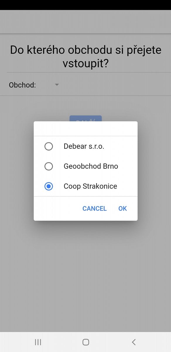Bezobslužný obchod COOP Strakonice - aplikace Contio