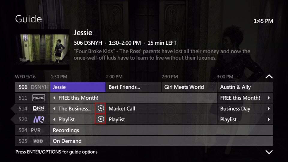 Hlavní menu služby Bell Fibe