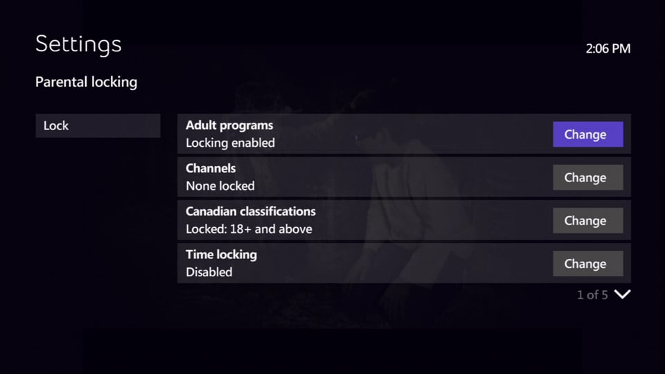 Hlavní menu služby Bell Fibe