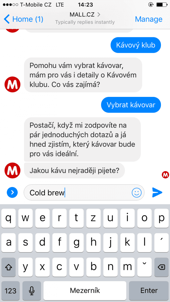 Mall.cz a jeho chatbot EVA pro Facebook Messenger