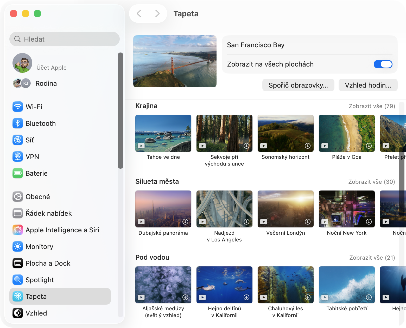 Nastavení pozadí macOS