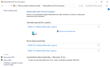 BitLocker není a nebyl aktivní. Přesto existuje recovery key