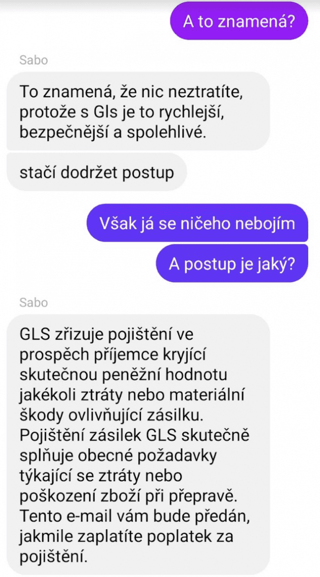 Komunikace s internetovým podvodníkem při prodeji zboží v bazaru