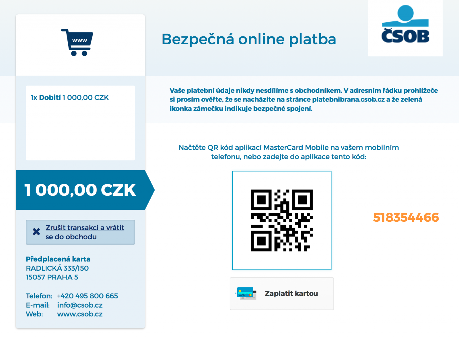 Dobíjet lze i přes mobilní aplikaci MasterCard InCard.