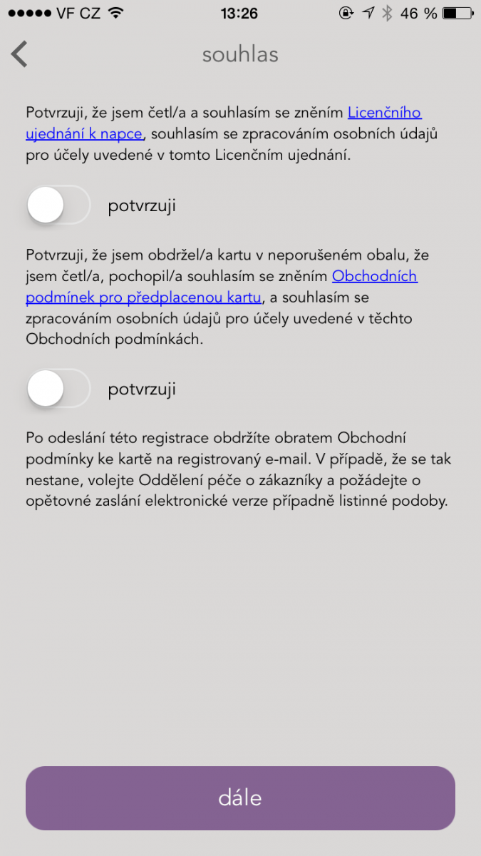 Potvrzení souhlasu o zpracování dat, osobních údajů a obchodních podmínek.
