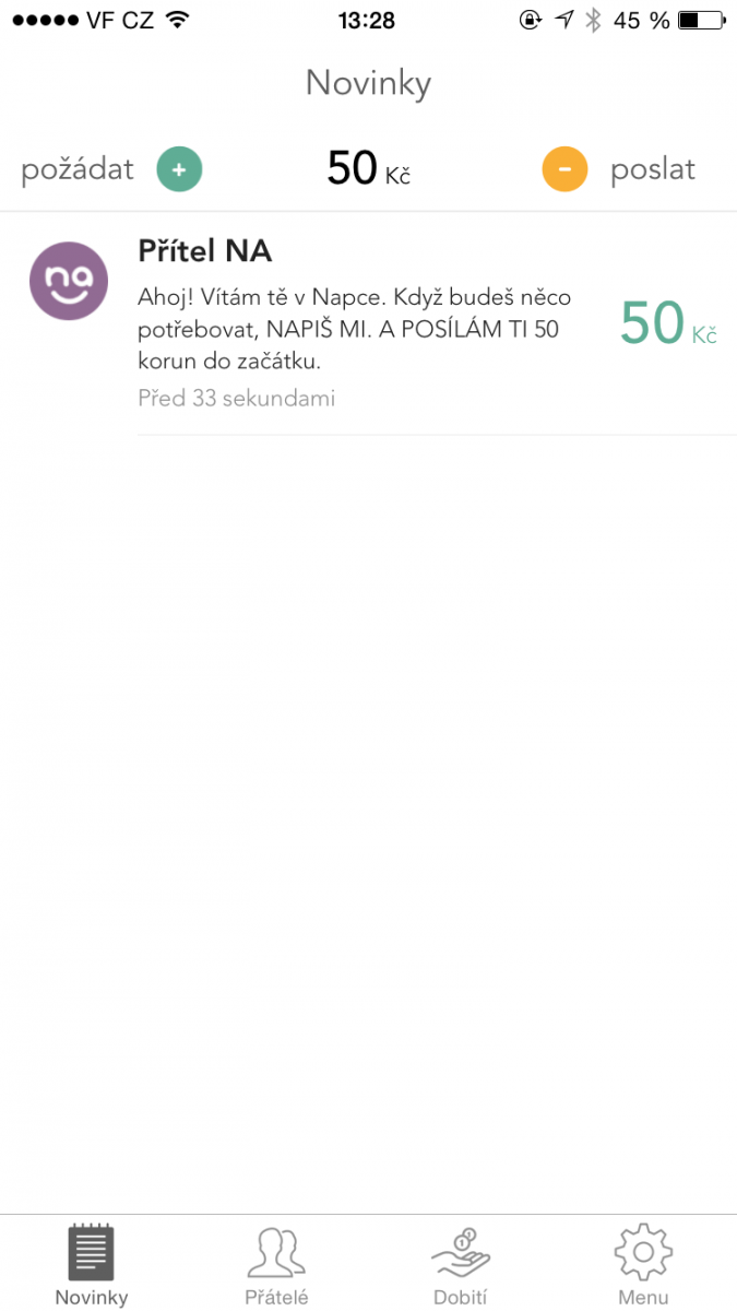 Po registraci ihned obdržíte zpět 50 Kč.
