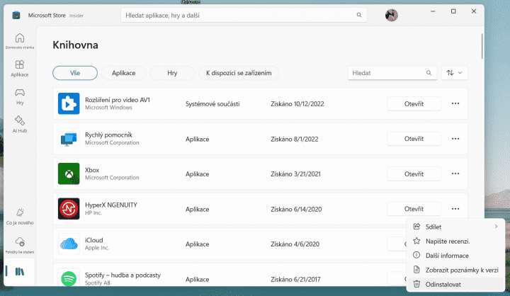 Autor: Matěj Vlk Screenshot odinstalace