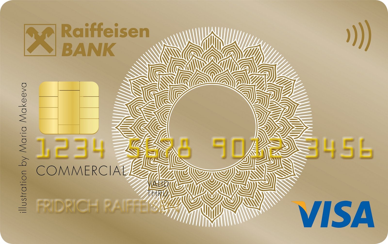 Zlatá debetní karta Visa od Raiffeisenbank pro firemní zákazníky.
