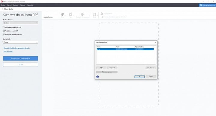 Výběr skeneru a skenování dokumentu