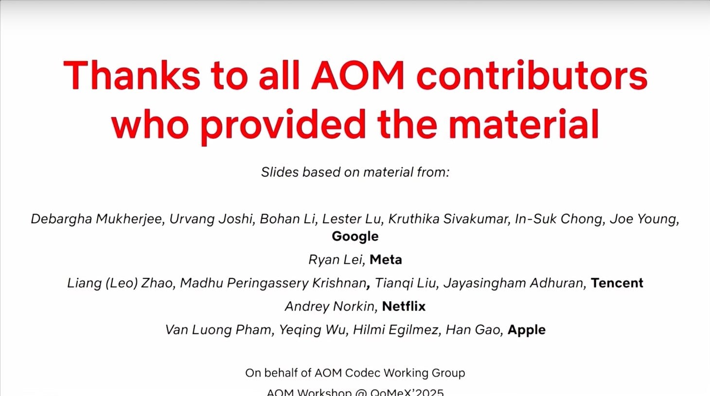 Prezentace zlepšení video formátu AV2 na QoMeX 2025