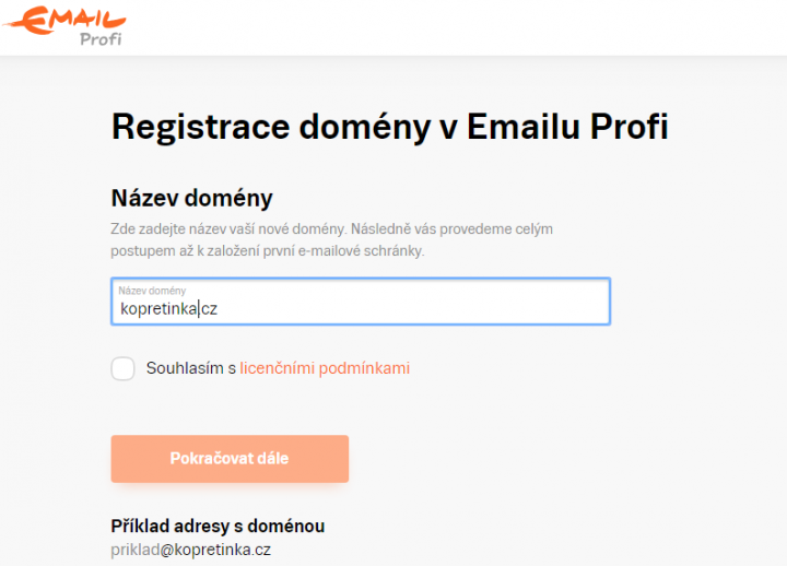 Email Profi zaregistruje i novou doménu