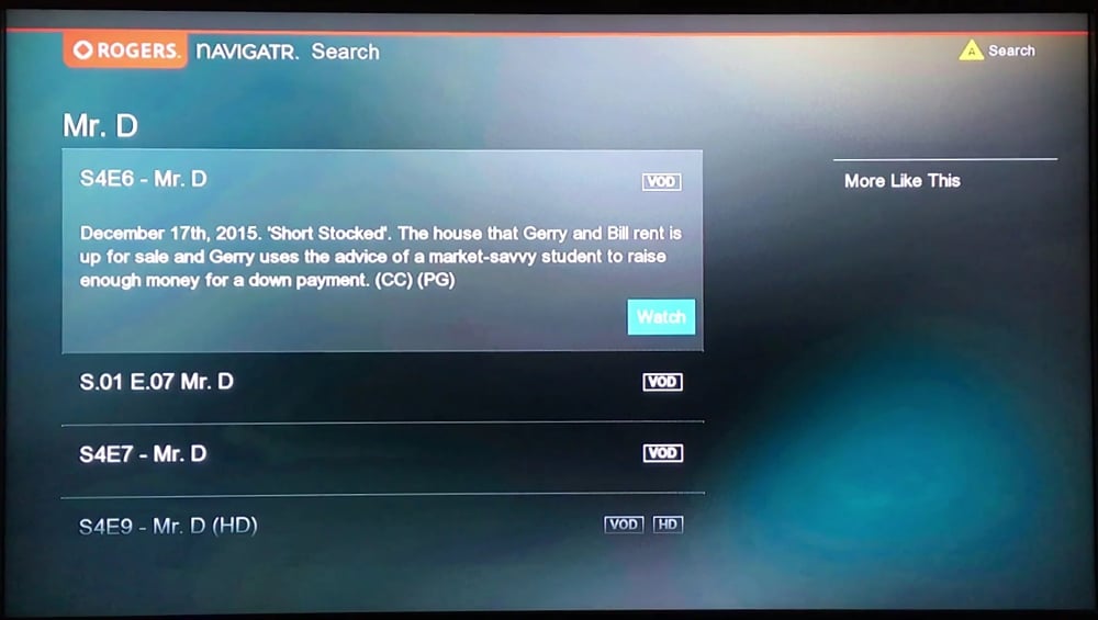 Vyhledávání obsahu a Mini Guide