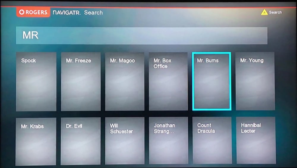 Vyhledávání obsahu a Mini Guide