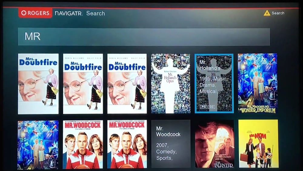 Vyhledávání obsahu a Mini Guide