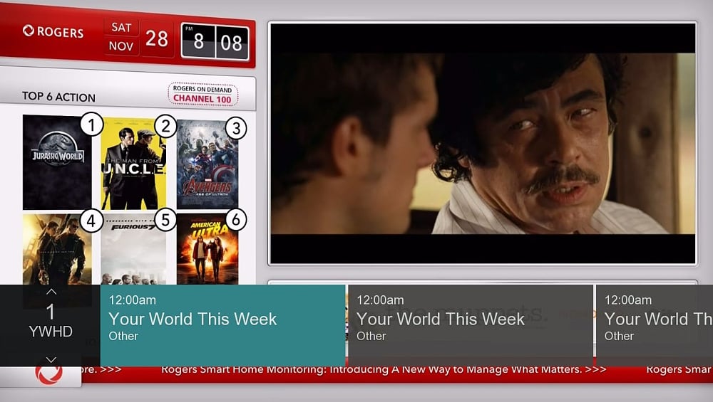 Vyhledávání obsahu a Mini Guide