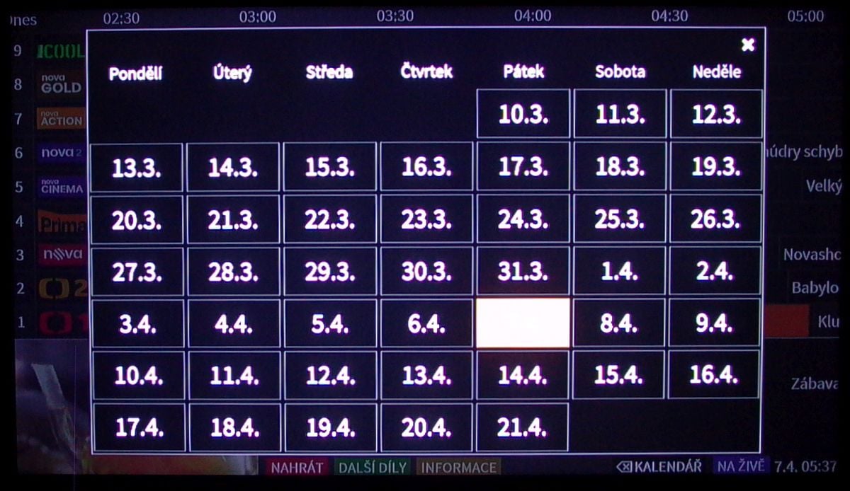 Lepší.TV - set-top box – menu služby