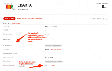 eKarta se chová jako předplacená platební karta k účtu mBank. (13. 10. 2021)