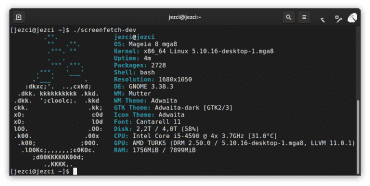 Screenfetch na Mageia 8 / GNOME