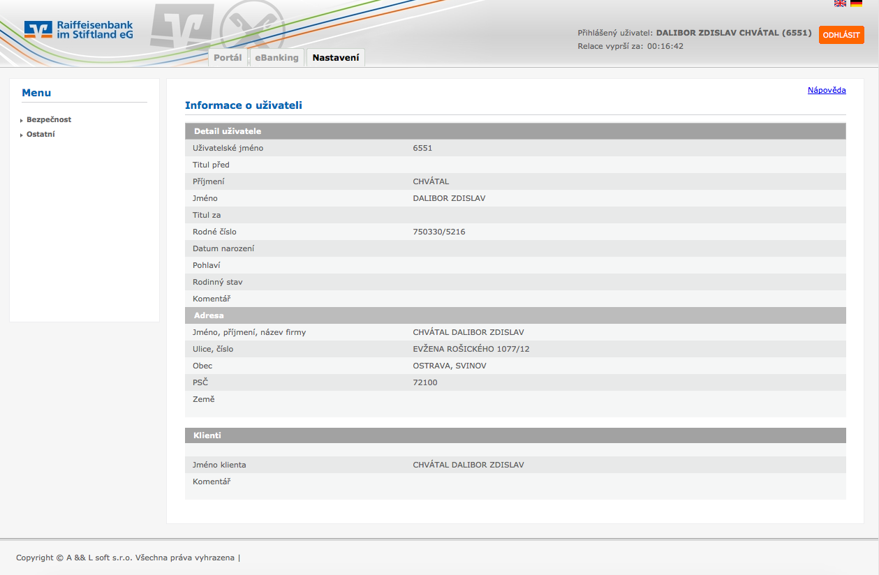 Raiffeisenbank im Stiftland. Internetové bankovnictví. 25.02.2015
