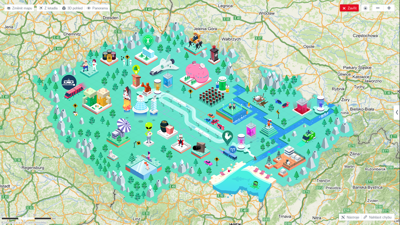 Mapy.cz ve spolupráci s Institutem pro kvantové předpovědi připravily mapový model toho, jak by měla vypadat Česká republika za 100 let.