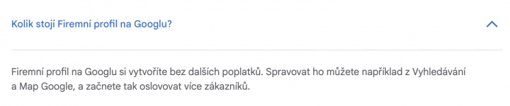 Autor: google.com Firemní profil Googlu je zdarma