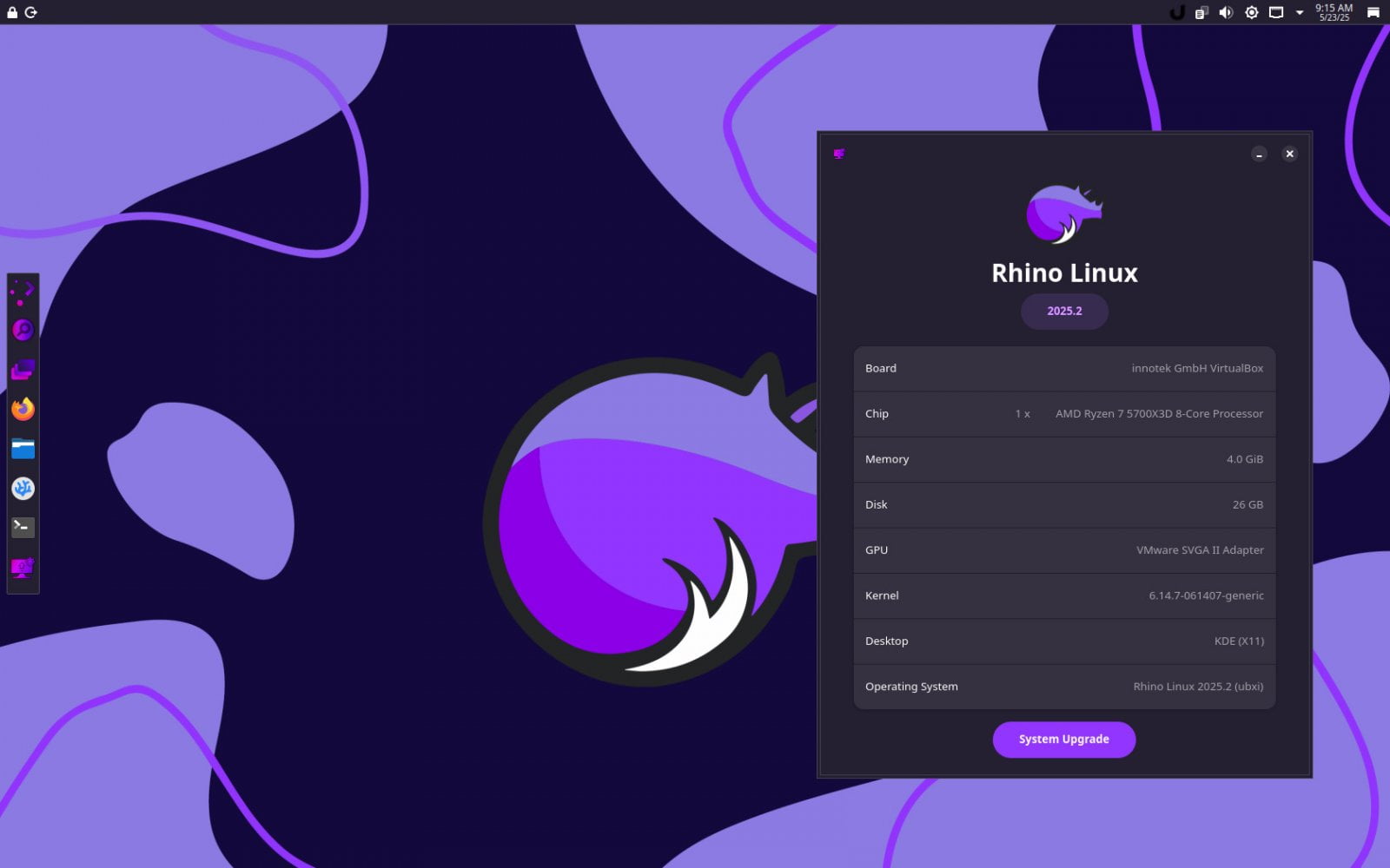 Rhino Linux s prostředím UBXI