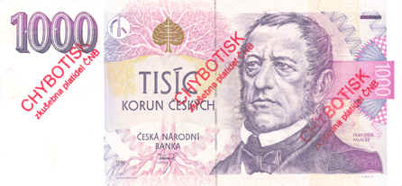 Přetištěná bankovka (Českou národní bankou nebo Státní tiskárnou cenin) bez ohledu na rozsah přetištění spadá vždy do skupiny nestandardně poškozených bankovek. Česká národní banka zadrží takovou bankovku bez náhrady. Všichni ji mohou odmítnout.