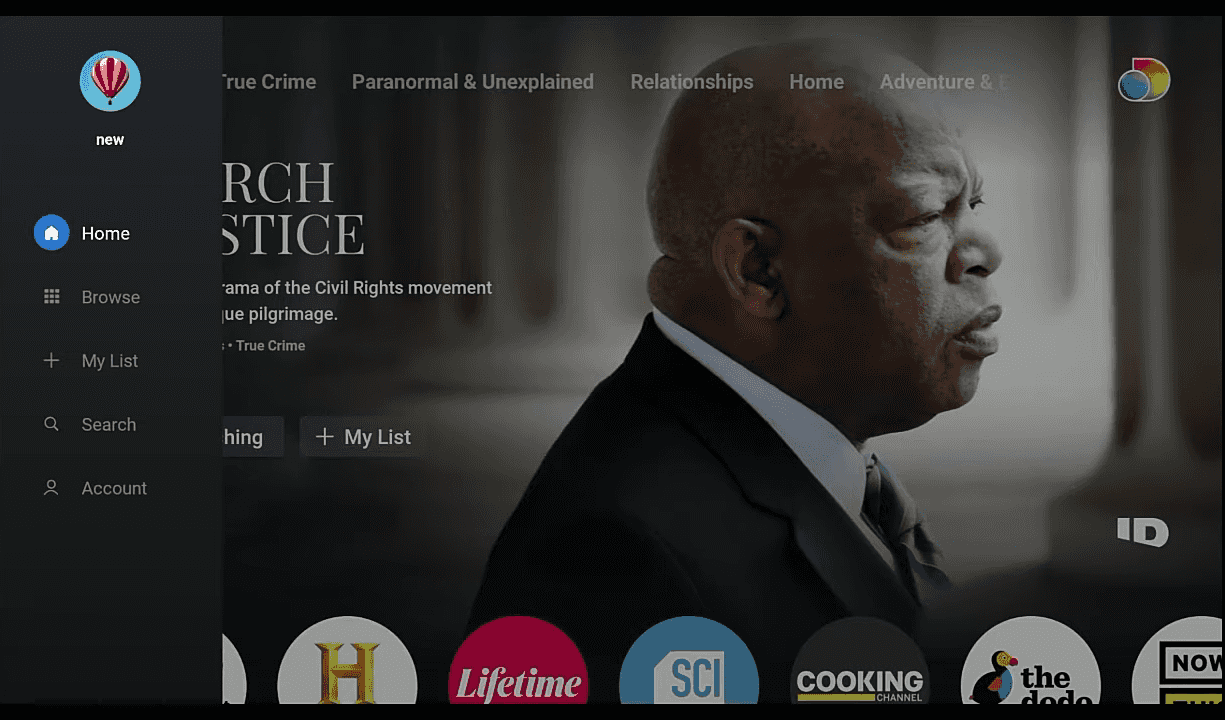 Uživatelské prostředí Discovery+