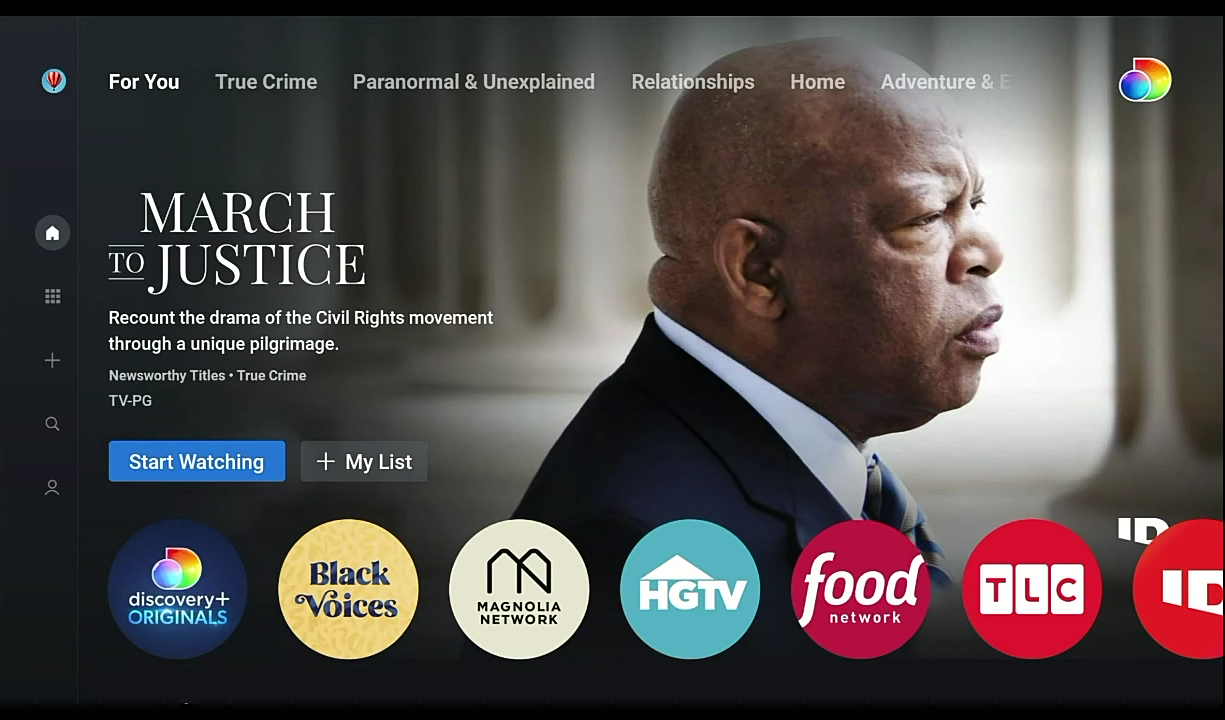 Uživatelské prostředí Discovery+