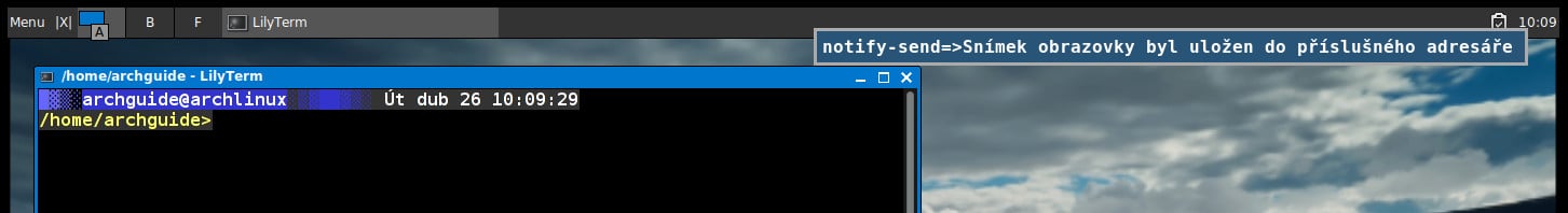 Arch: pořízení snímků obrazovky