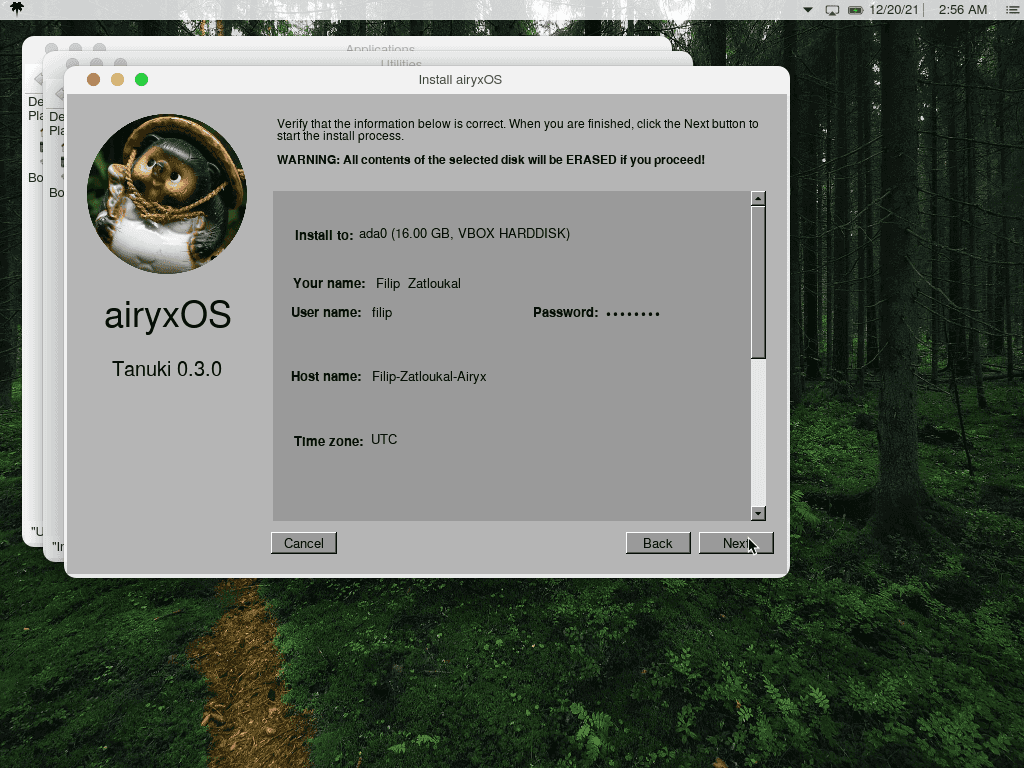 airyxOS 0.3.0 "Tanuki"