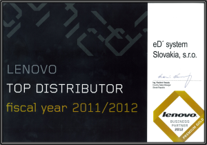 eD system Slovakia top distributorem Lenovo za rok 2011/2012