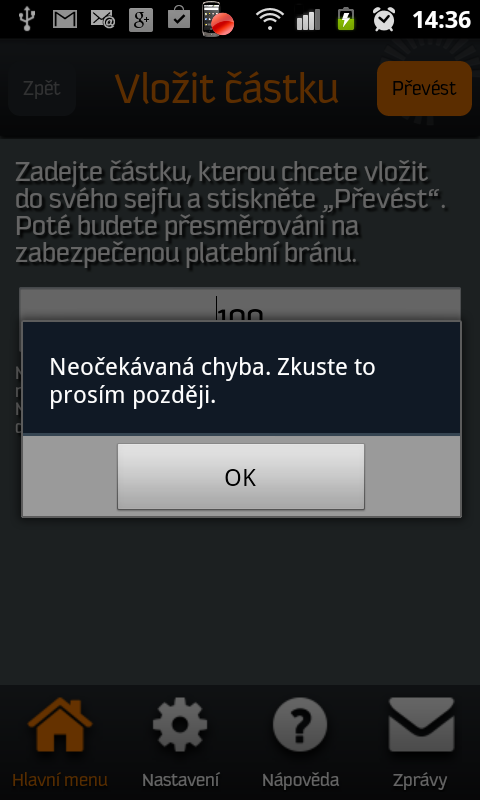 Poslat peníze platební kartou po dvou opakovaných neúspěšných pokusech už není možné. 