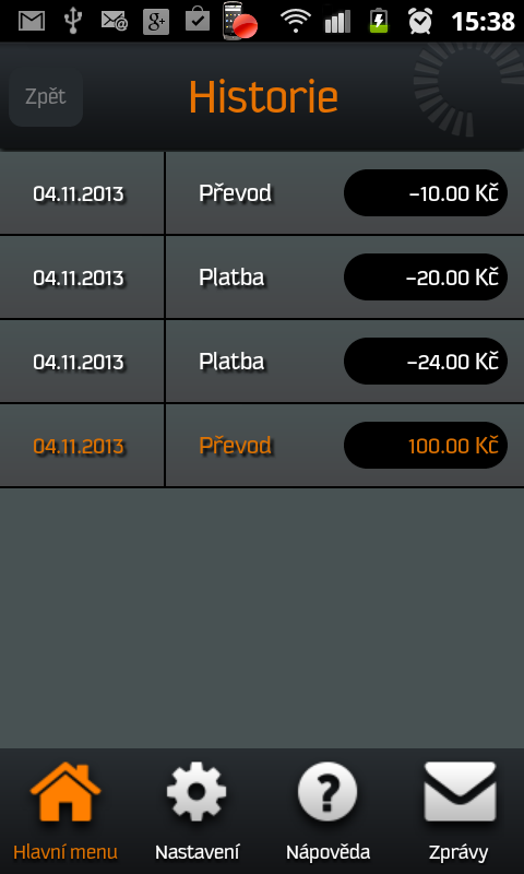 Transakční historie