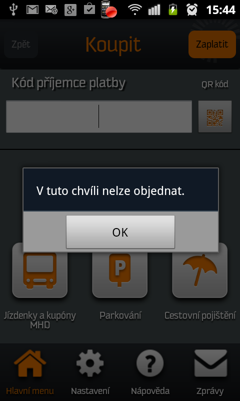 Cestovní pojištění si zatím prostřednictvím aplikace neobjednáte.