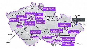 Mapa akademických výpočetních zdrojů v rámci MetaCentra