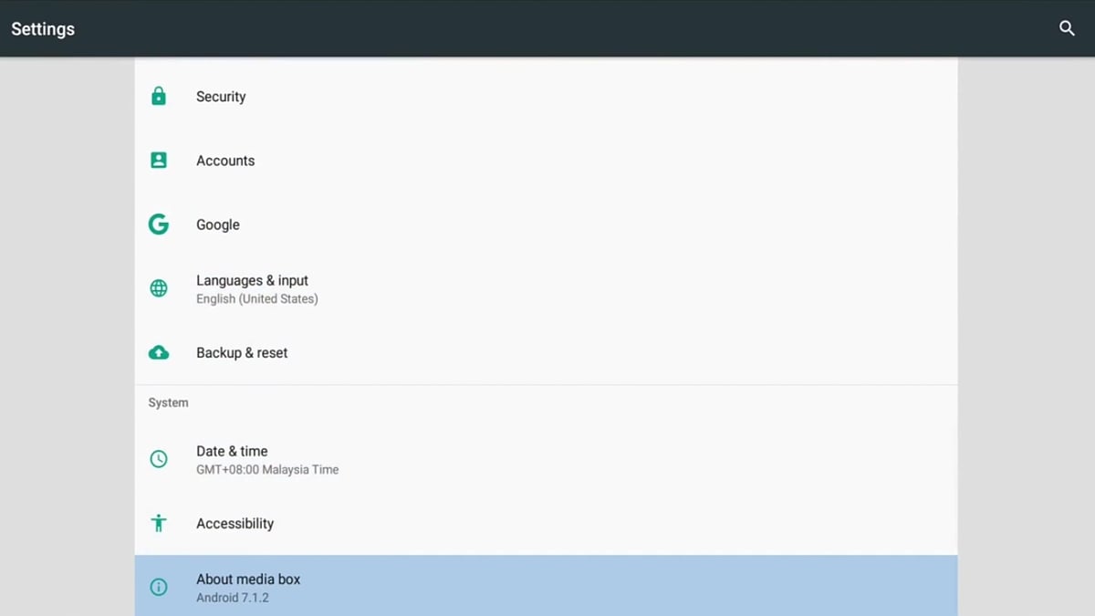 Alfawise H96 Mini - Menu – Android 7.1.2