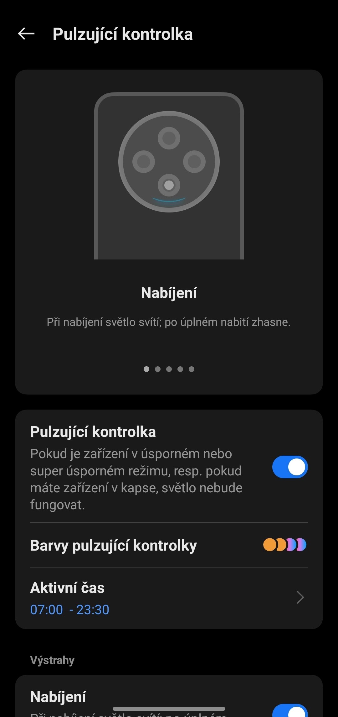 Nastavení kruhového prstence okolo fotoaparátů