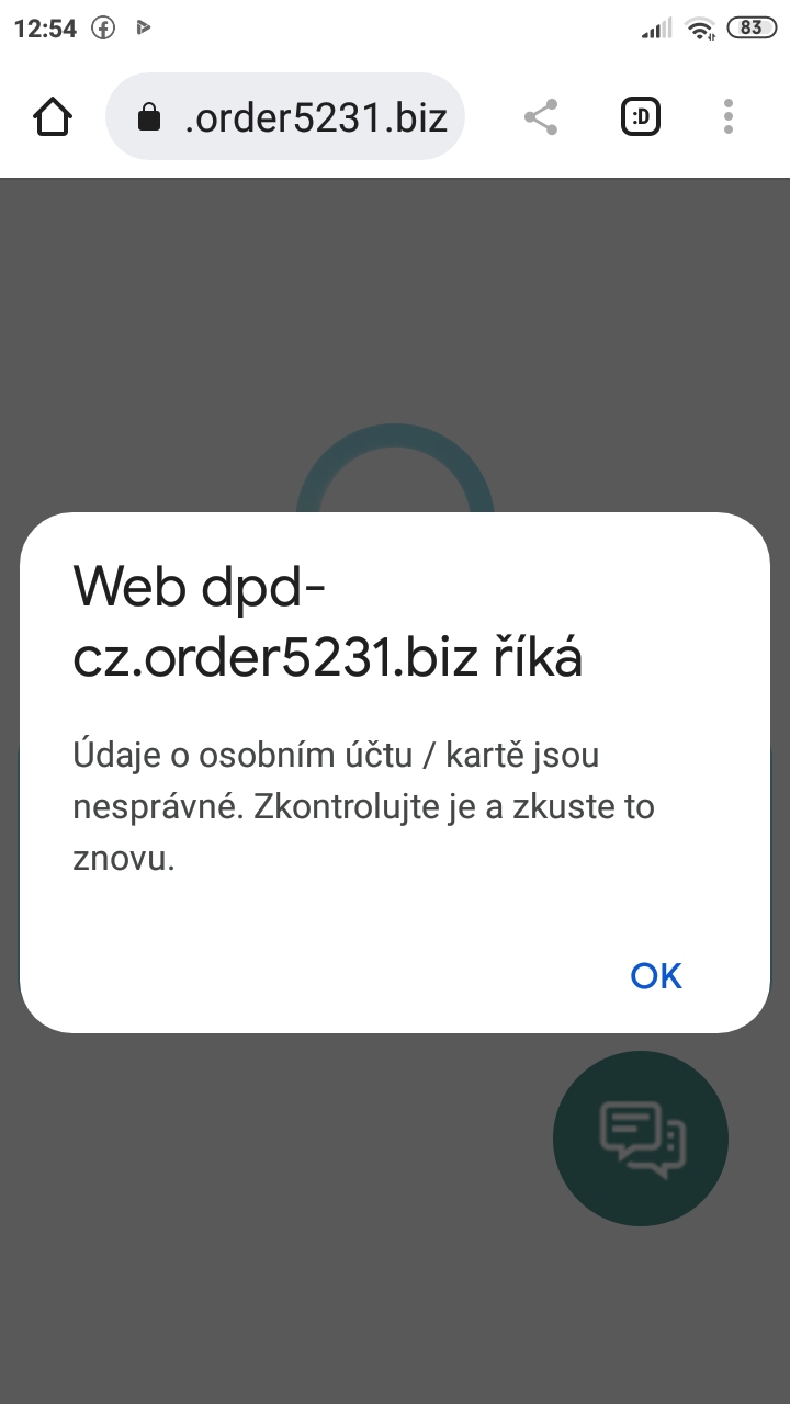 Chybové hlášení: účet se nepodařilo vybrat
