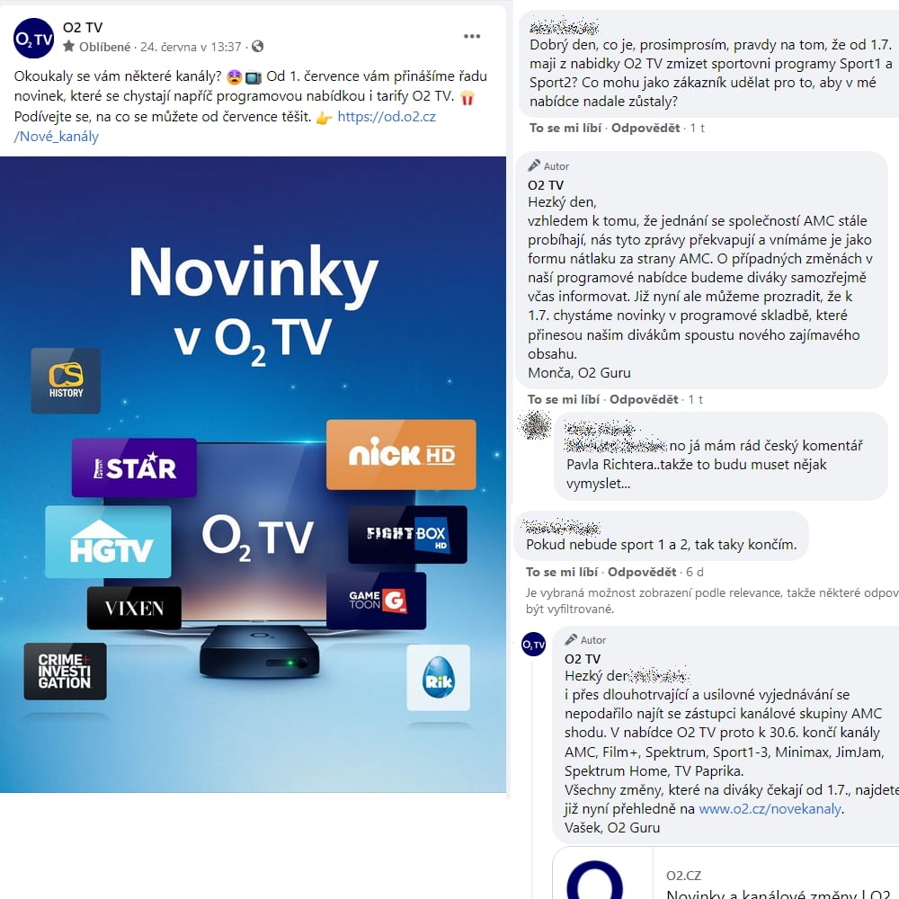 Diskuse o programech AMC v nabídce O2 TV