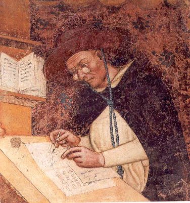 Na jedné fresce z roku 1352, jejímž autorem je Tommaso di Modena, je vyobrazen mnich, který má vcelku normální brýle a čte knihu.