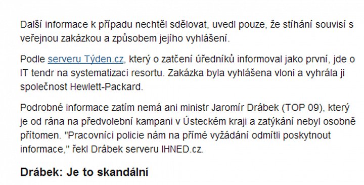 IHNED.cz je další bílou vránou, která odkaz v textu uvedla.
