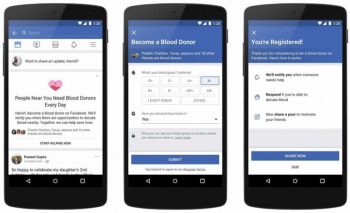 Facebook umožňuje, abyste se v Indii připojili do darovací sítě. Jen o sobě dějte vědět