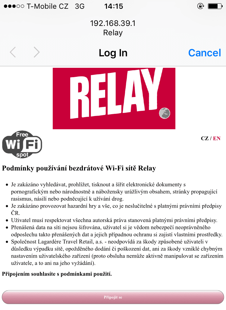 Wi-Fi zdarma v trafikách Relay