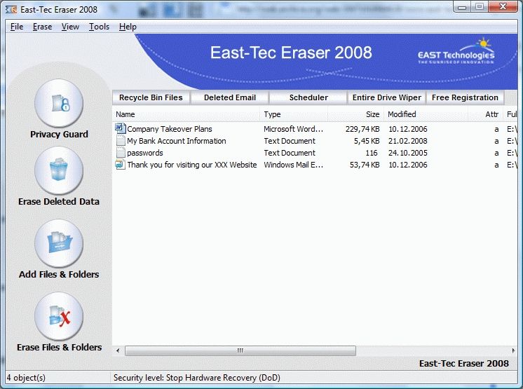 east-tec eraser 2008_screen1