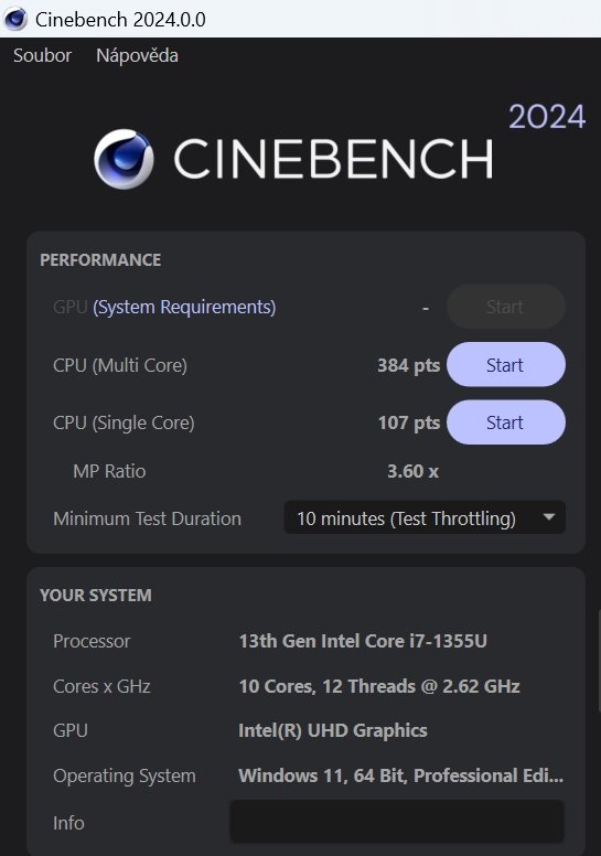Asus ExpertBook B5 recenze - Cinebench