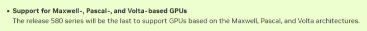 Autor: Nvidia, snímek Cnews Informace o konci podpory GPU Maxwell, Pascal a Volta v tématu Unix graphics feature deprecation schedule
